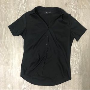 Short sleeved collared black shirt